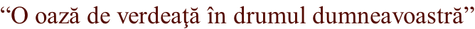 “O oază de verdeaţă în drumul dumneavoastră”